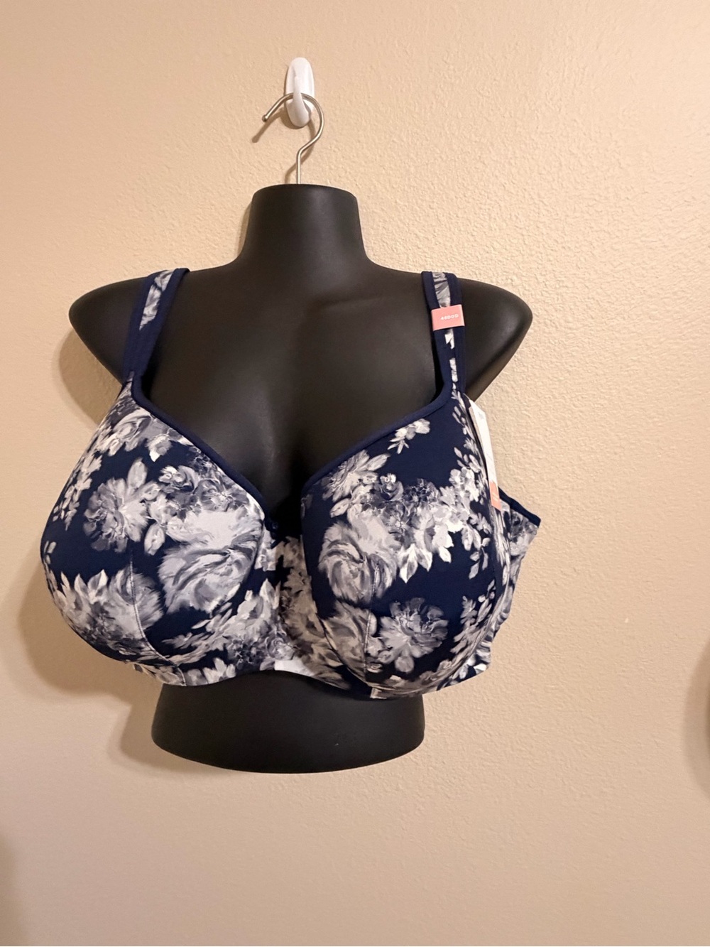 Cacique Navy and White Floral Full Coverage Bra